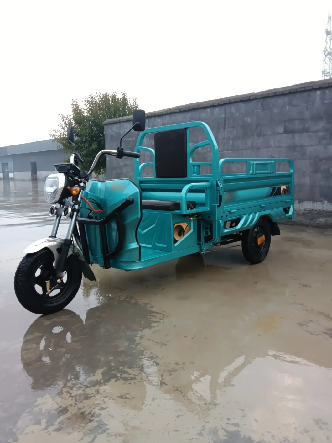 Electric Tricycle with Fully Enclosed Carriage Auxility Green Energy Battery Rugged Aluminum Alloy Body Electric Cargo Tricyclle